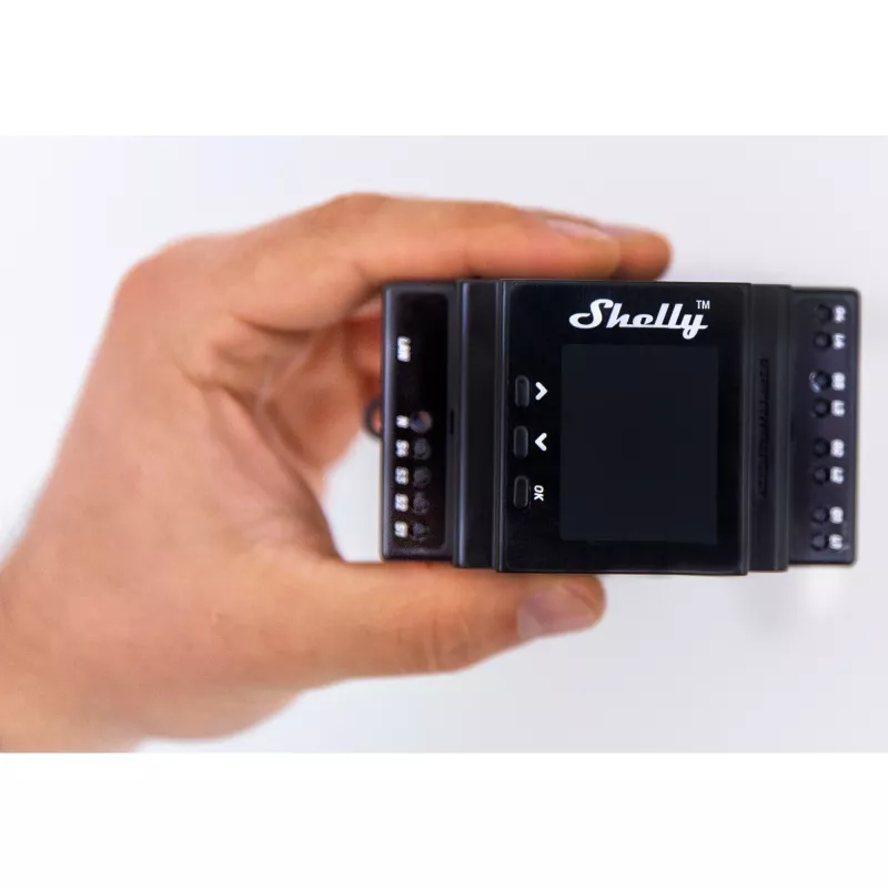 Módulo de relé para carril DIN Shelly 4 canales Pro 4PM Wi‑Fi, 4 canales, AC 110–240 V, medición de potencia y energía, montaje en carril DIN