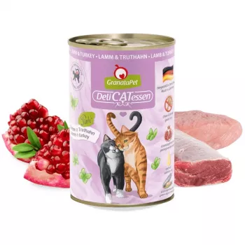 Comida húmeda para gatos Fox4Pets GRANATAPET DeliCATessen Cordero y pavo paté 400 g, sin cereales, adulto, hipoalergénico