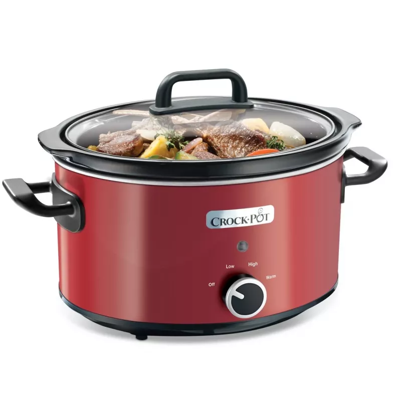 Olla de cocción lenta Crock-Pot SCV400RD 3,5 L olla de cerámica extraíble, tapa de cristal, 2 niveles de calor