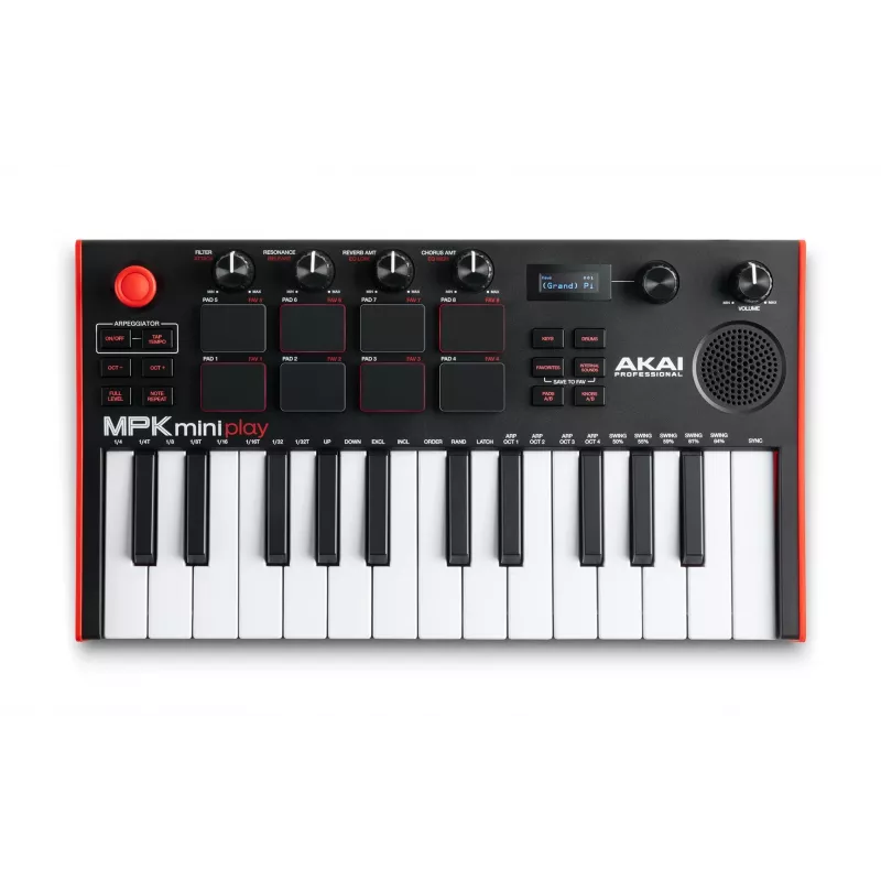 Akai MPK Mini Play MK3 teclado controlador MIDI con controlador de pads, USB, negro/rojo
