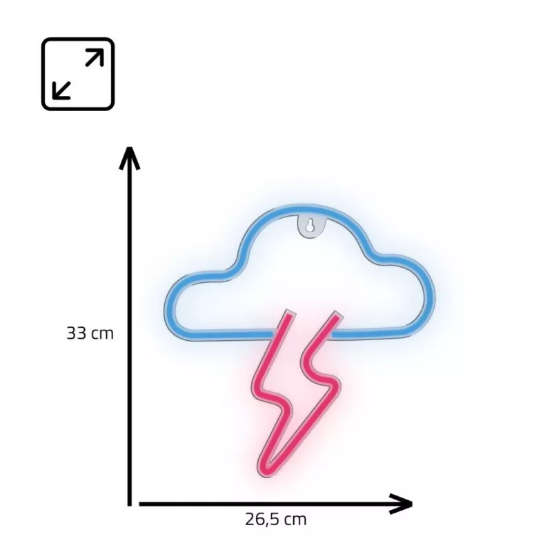 Luz de neón MANTA SNL71BL Nube con rayo Azul‑Rosa – letrero de neón LED decorativo