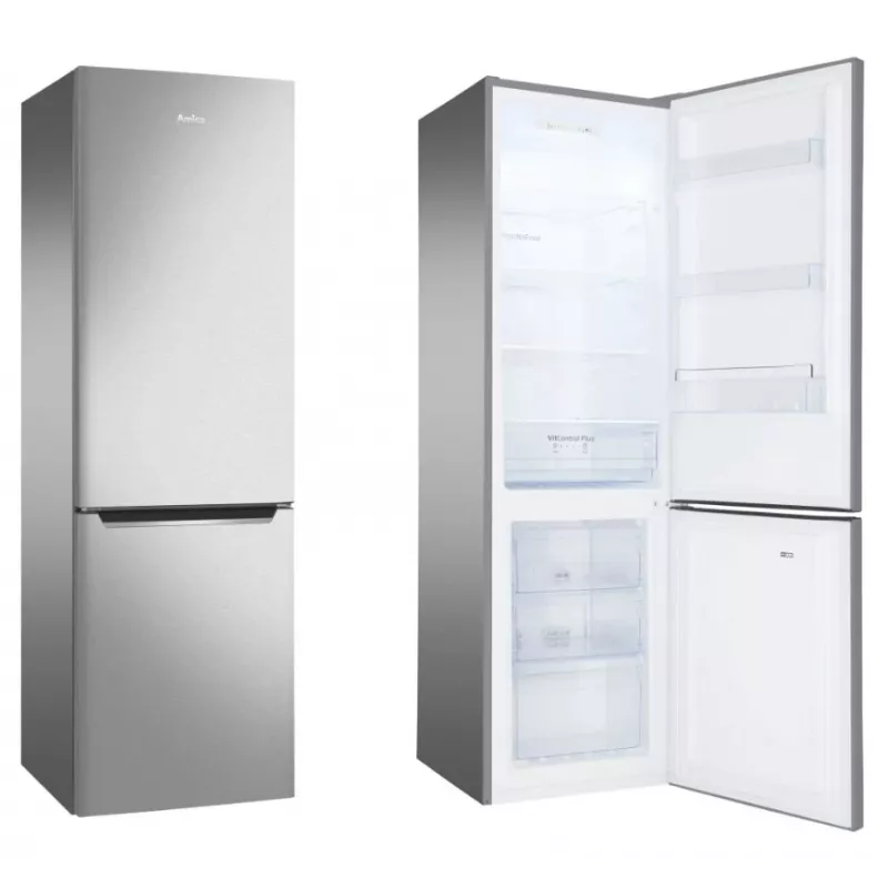 Frigorífico combi AMICA FK 2995.2FTX(E) 299L — inox, congelador abajo, No Frost, 181 cm