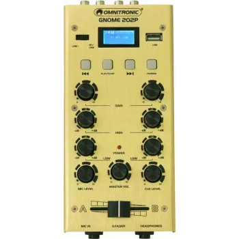 Minimesa de mezclas de audio Omnitronic GNOME-202P 2 canales con EQ de 3 bandas