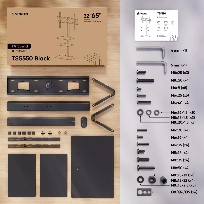 Pie de TV ONKRON TS5550-B para 32–65