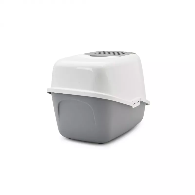 SAVIC Nestor Blanco-Gris - Arenero con tapa - 56x39x38,5 cm - 1 unidad