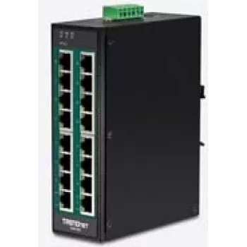 TRENDnet TI-PG160 - Switch - no gestionado - 16 x 10/100/1000 (PoE+) - montaje en carril DIN, montaje en pared - PoE+ (240 W)