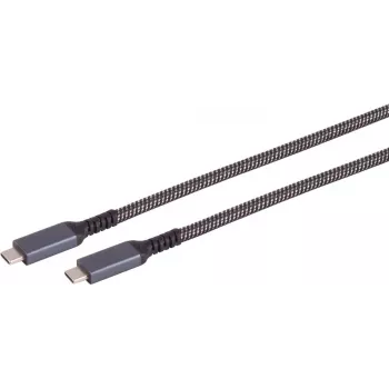 Cable USB-C a USB-C ShiverPeaks 14-75004, USB 3.2 Gen 2 (10 Gbit/s), 1 m, negro/blanco