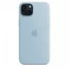 Funda de silicona Apple iPhone 15 Plus azul claro MagSafe