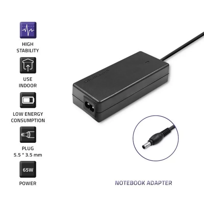 Fuente de alimentación Qoltec 50015.60W para Samsung | 60W | 19V | 3,15A | 5,5*3,5+Pin | incl. cable de alimentación