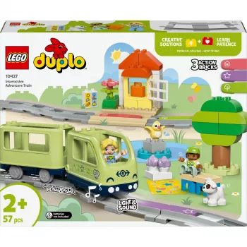Set de tren de juguete LEGO DUPLO Tren de aventuras interactivo 10427, 57 piezas, 2 minifiguras, para niños a partir de 2 años
