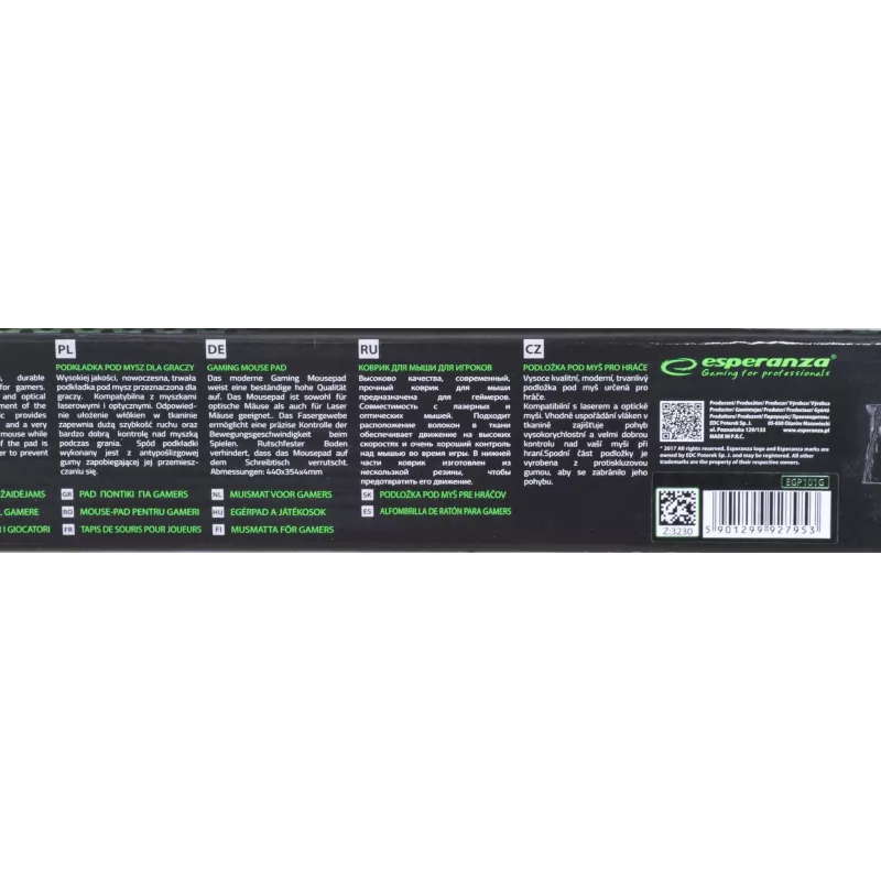 Esperanza EGP101G alfombrilla ratón alfombrilla gaming negra