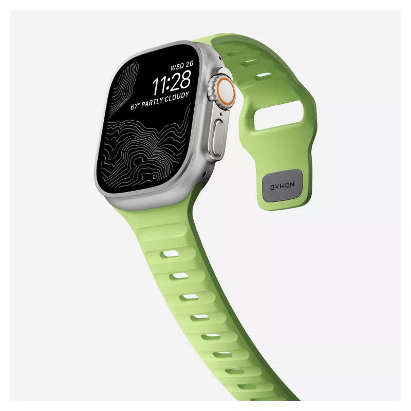 Correa Nomad Sport Band verde claro de goma — ancho 21,5 mm, muñeca 160–195 mm