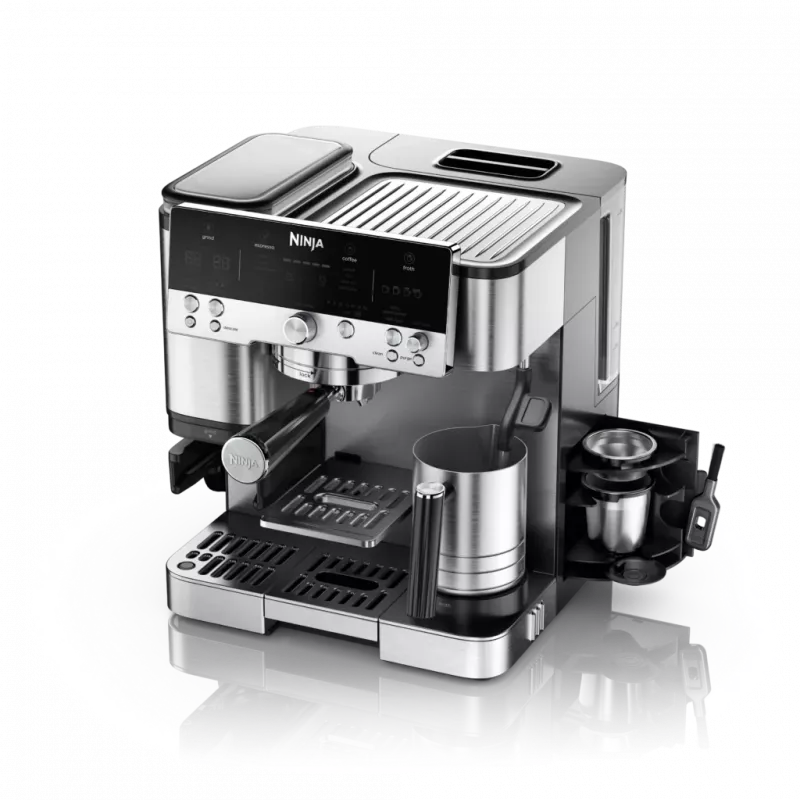 Cafetera espresso Ninja ES601EU — depósito de agua de 2 L, capacidad de 1 taza, negra/acero inoxidable