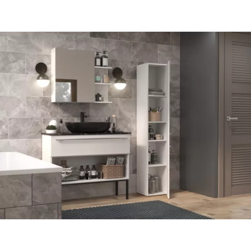 Armario de baño top e shop NEL II BIEL POŁ — de pie, 5 baldas, 310×300×1740 mm, blanco