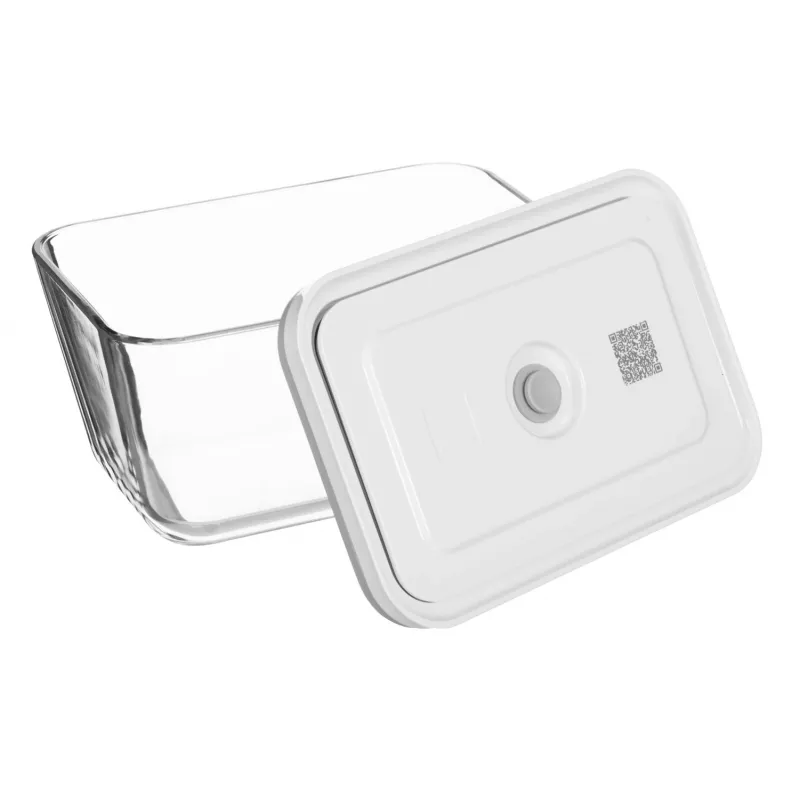 ZWILLING Fresh & Save 36803-003-0 set de recipientes rectangulares de vidrio al vacío, 3 uds. (S/M/L, 0,35/0,75/1,6 L), borosilicato, apto para microondas/horno/lavavajillas, gris/transparente