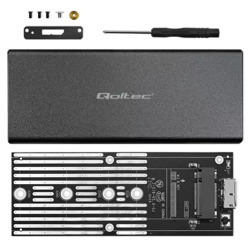 Carcasa para SSD M.2 SATA QOLTEC 51854 USB 3.0 sin herramientas