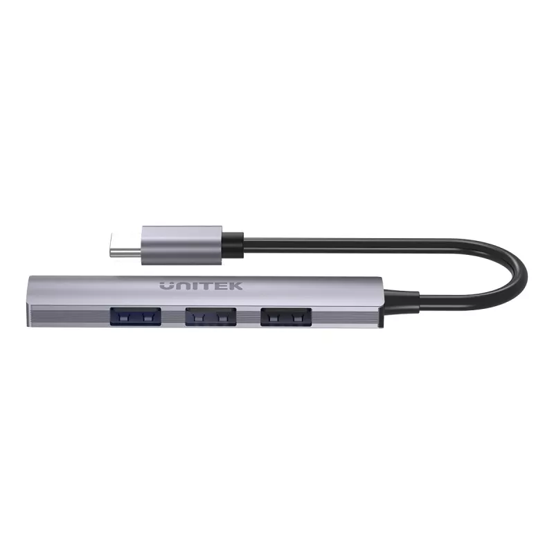 Hub USB-C Unitek H1208B — 1x USB-A 5 Gbit/s, 3x USB-A 2.0, host USB-C, carcasa de aluminio, cable de 0,20 m