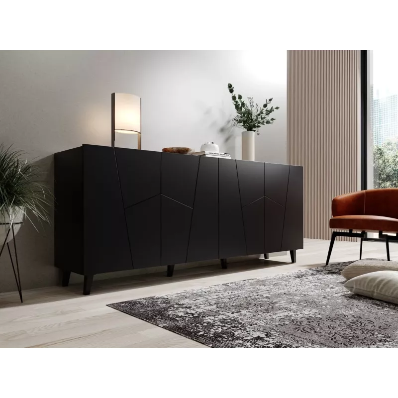 Cómoda Cama Meble ETNA 2000×420×820 mm, negro mate, aglomerado