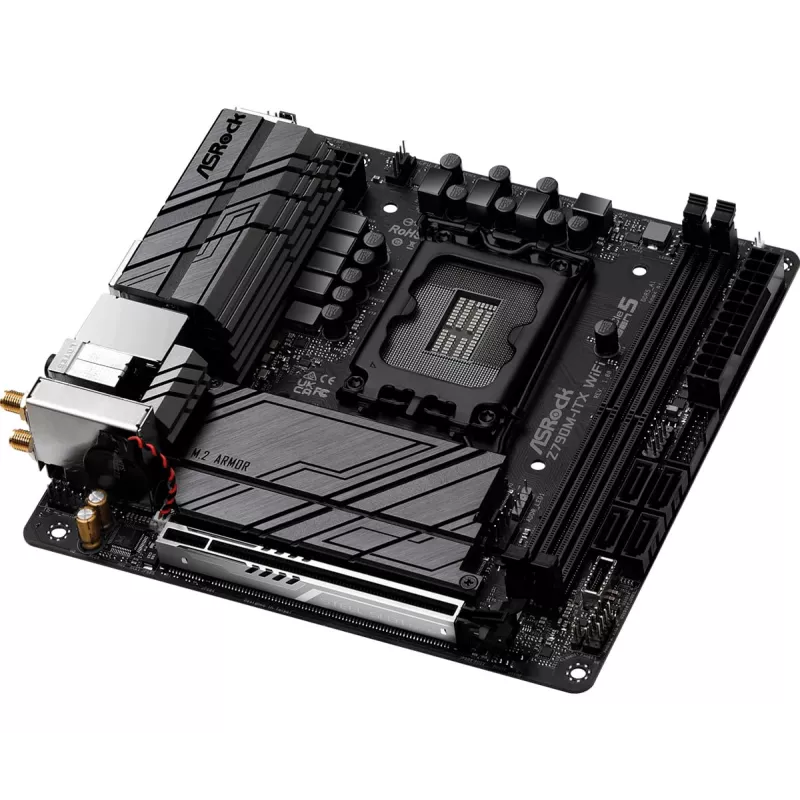 Placa base ASRock Z790M-ITX WiFi — Intel Z790, LGA 1700, mini ITX, DDR5, 2x DIMM, 64GB, 2.5Gb LAN, Wi-Fi 6E