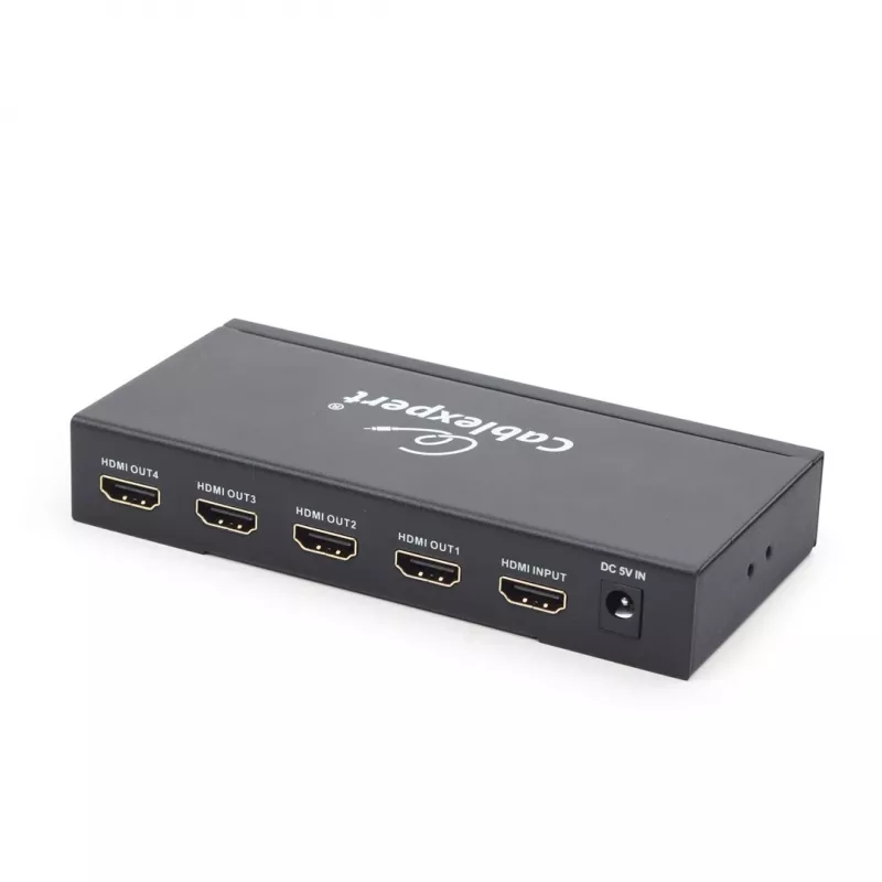 Gembird DSP-4PH4-02 divisor HDMI, 1x HDMI a 4x HDMI, HDMI 1.4, 225 MHz, 3D, acero, negro