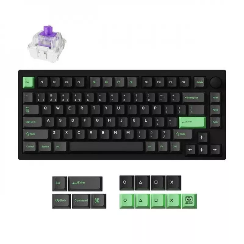 Teclado mecánico Keychron P1 H-M1Z 75% con cable e inalámbrico USB, RF, Bluetooth 5.2, retroiluminación RGB, negro, batería hasta 100 h, USB-C