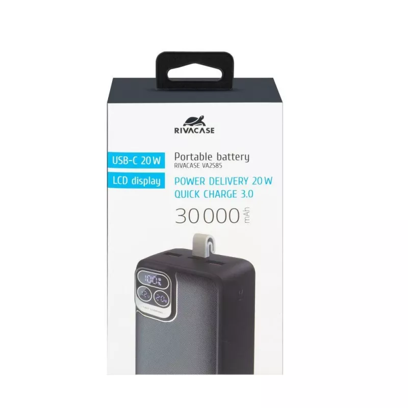 Rivacase VA2585 Batería externa 30000 mAh 20W, negro