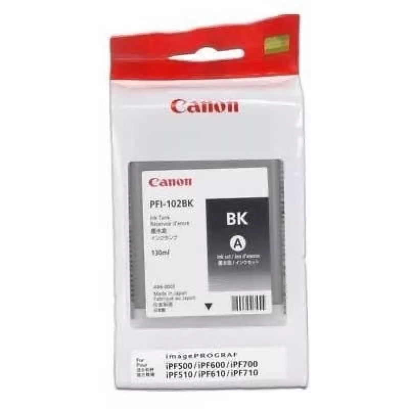 Canon PFI-102BK (0895B001) cartucho de tinta pigmentada original, negro, para imagePROGRAF iPF500/iPF600/iPF700 (SPEC)