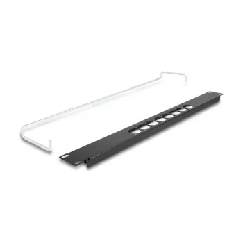 DeLOCK 67060 Panel de conexión de 19 pulgadas tipo D con alivio de tensión, 8 puertos centrados, 1U, negro