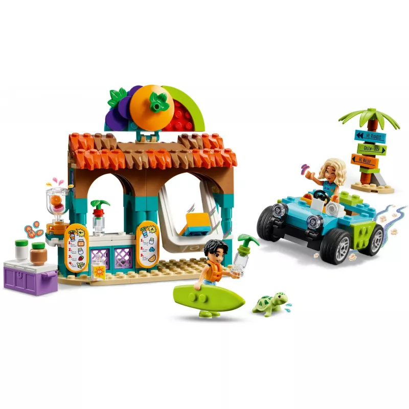 LEGO Friends Puesto de Smoothies de Playa, set de juego infantil con comida de juguete, idea de regalo para niñas y niños a partir de 6 años con 2 minipersonajes, una figura de tortuga y un