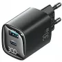 Cargador usams CC229 30W GaN USB-C y USB LED compacto para viaje