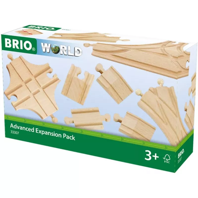 BRIO 33307 set de vías de ferrocarril – 11 piezas de madera para ampliar