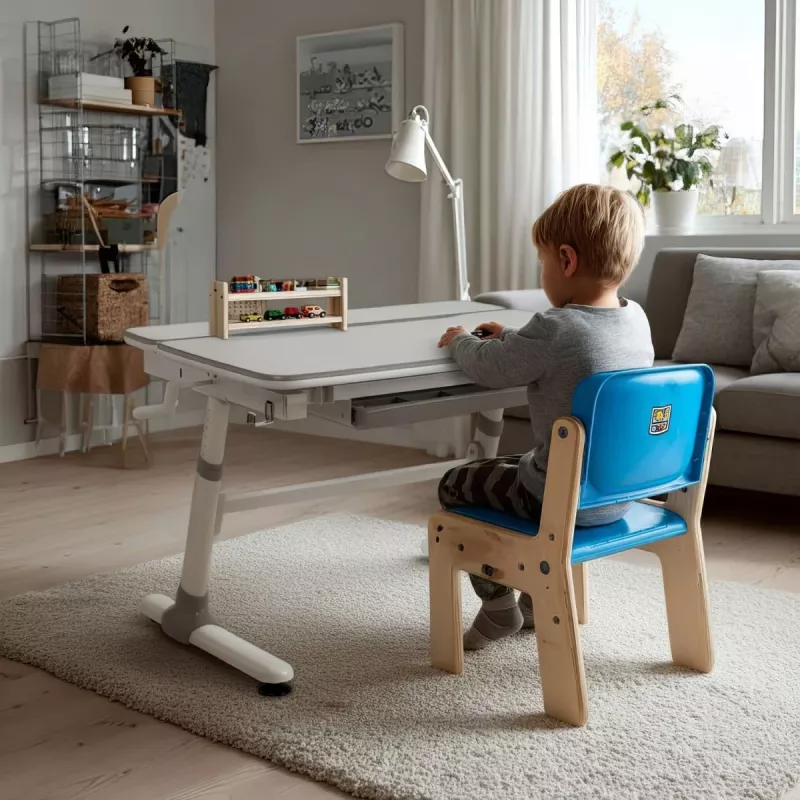 Ergo Office Escritorio infantil ergonómico de altura ajustable, gris, máx. 100 kg, ER-417 2cz