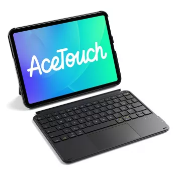 Funda con teclado tipo folio Inateck KB04122 para iPad 11 pulgadas — distribución QWERTZ, Bluetooth, batería de 500 mAh, 450 g