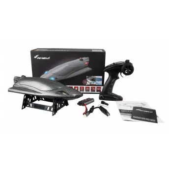 Lancha rápida radiocontrol Amewi Stingray Jet Drive 335mm RTR, efecto carbono