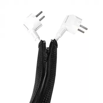 LOGILINK KAB0047 LOGILINK Organizador de cables flexible con cremallera, negro 2m