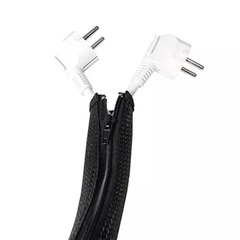 LOGILINK KAB0047 LOGILINK Organizador de cables flexible con cremallera, negro 2m