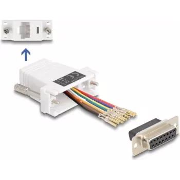 DeLOCK D-Sub 15 pines hembra a RJ45 hembra kit de montaje amarillo VGA RJ-45