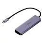 Hub USB Unitek P5+ — 5 puertos (4 × USB 3.2 Gen 2 Type-A), host USB 3.2 Gen 1, 5 Gbit/s, 10 W PD, aluminio, gris