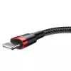 Cable USB-A a Lightning Baseus Cafule 2.4A QC 3.0, 1 m — negro/rojo