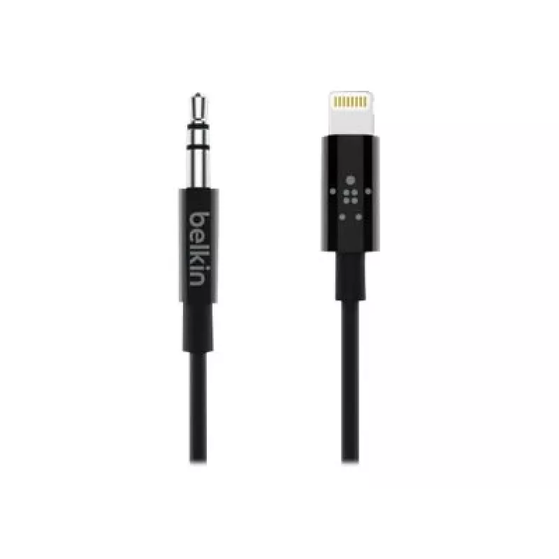 Cable Belkin Lightning a toma de auriculares - Lightning macho a minijack estéreo macho - 91,4 cm - negro - para Apple iPhone (Lig
