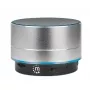 Altavoz Bluetooth Manhattan Metallic, resistente a salpicaduras, alcance 10 m, lector de tarjetas microSD, conector Aux 3,5 mm, cable de carga USB-A incluido (carga 5V), Plata, tres años de garantía
