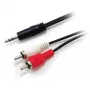 Equip cable de audio estéreo 3,5 mm macho a 2xRCA macho, 2,5 m, 3,5 mm, macho, 2 x RCA, macho, 2,5 m, negro