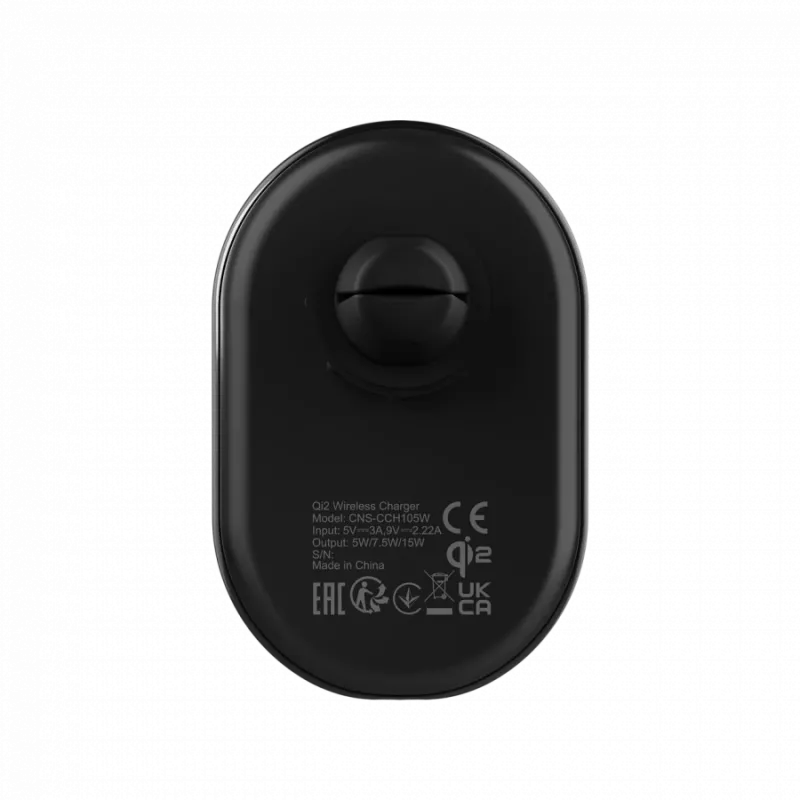Cargador inalámbrico para coche CANYON OnGrip 105 15W Qi2 Wireless negro