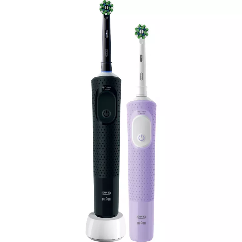 Oral-B Vitality Pro D103 Duo, cepillo de dientes eléctrico negro/lila, Black/Lilac Violet, incl. 2. mango