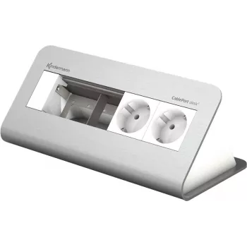 Kindermann CablePort desk² 80 4 tomas - Caja de conexiones - montaje en superficie - Alimentación X 2 - aluminio anodizado (7430000252)