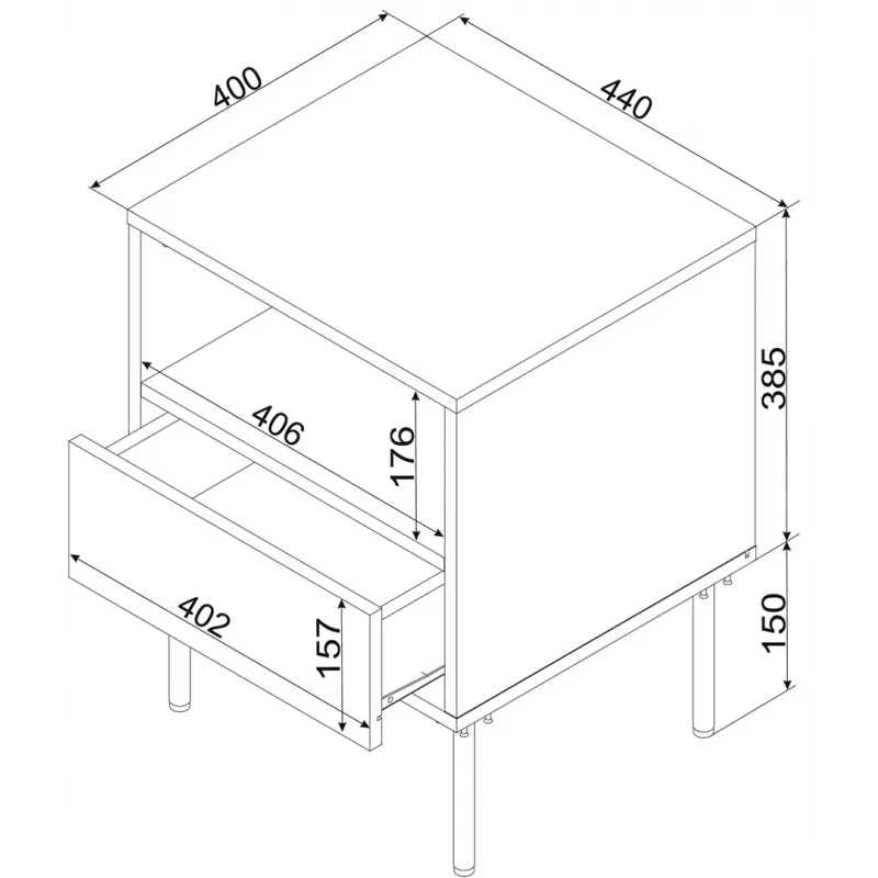 CAMA MEBLE TRESSE 400090 juego de mesitas de noche (2 uds.), 44×40×53 cm, cashmere mate