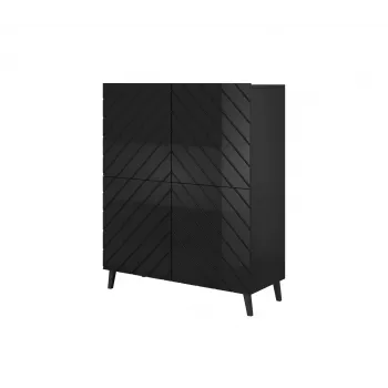 Estantería ABETO 100,5 x 40 x 121,5 cm negro/negro brillante
