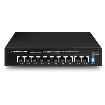 Switch PoE Esperanza ENS106 de 10 puertos 10/100 96 W