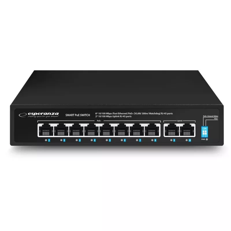 Switch PoE Esperanza ENS106 de 10 puertos 10/100 96 W
