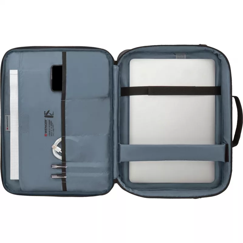 Bolso para portátil Wenger BQ 16 Clamshell — funda negra resistente al agua para portátiles de 16